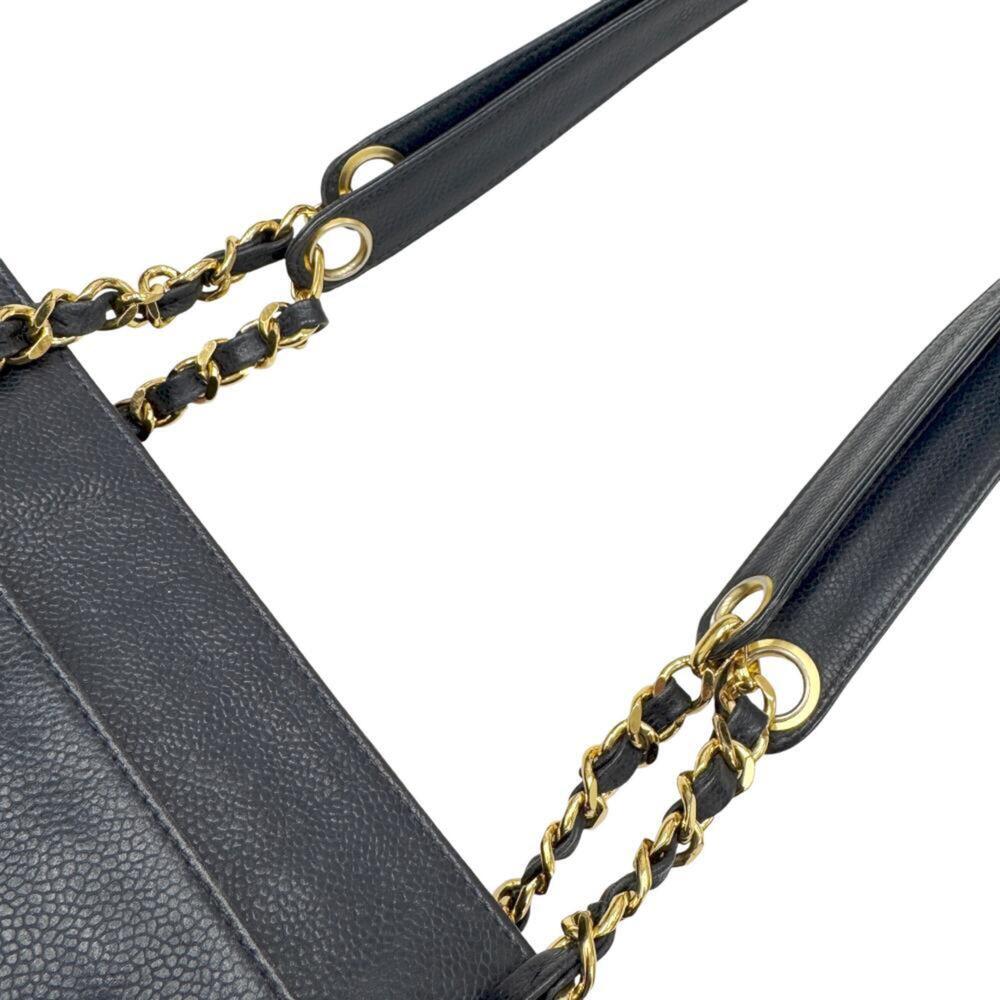 CHANEL Blue Caviar Leather Logo Tote Bag - Picture 10 of 11